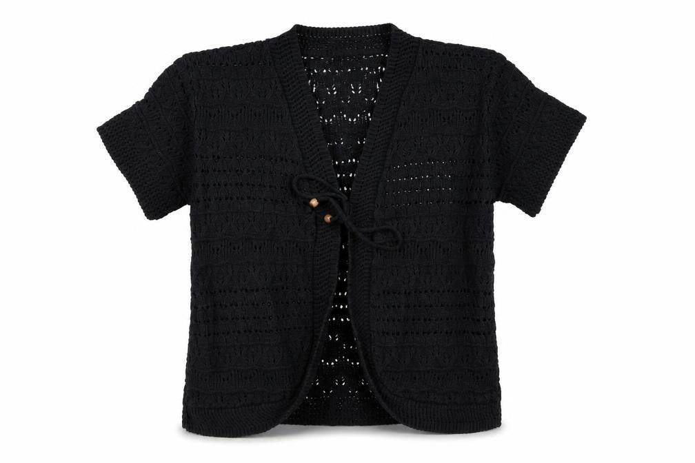 Front view of Pure & Natural women’s black knit cardigan jumper, size XL