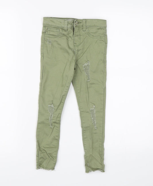 Denim CO. Girls Green  Denim Skinny Jeans Size 5-6 Years - distressed