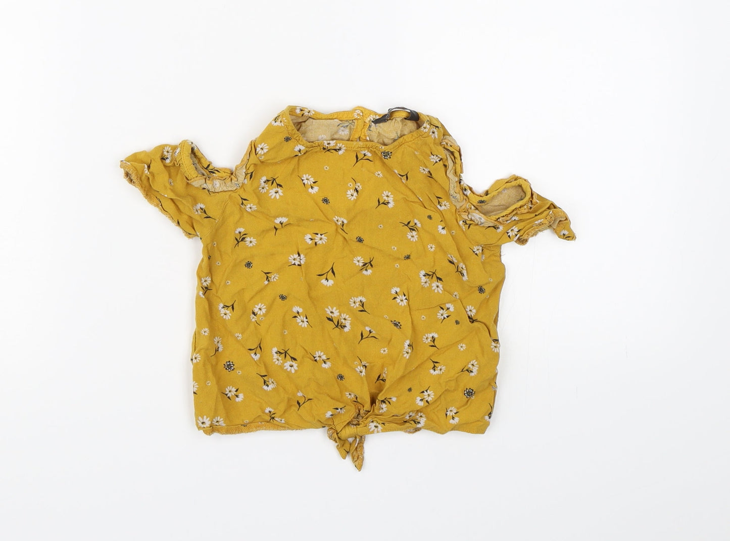 Primark Girls Yellow Floral  Basic T-Shirt Size 4-5 Years