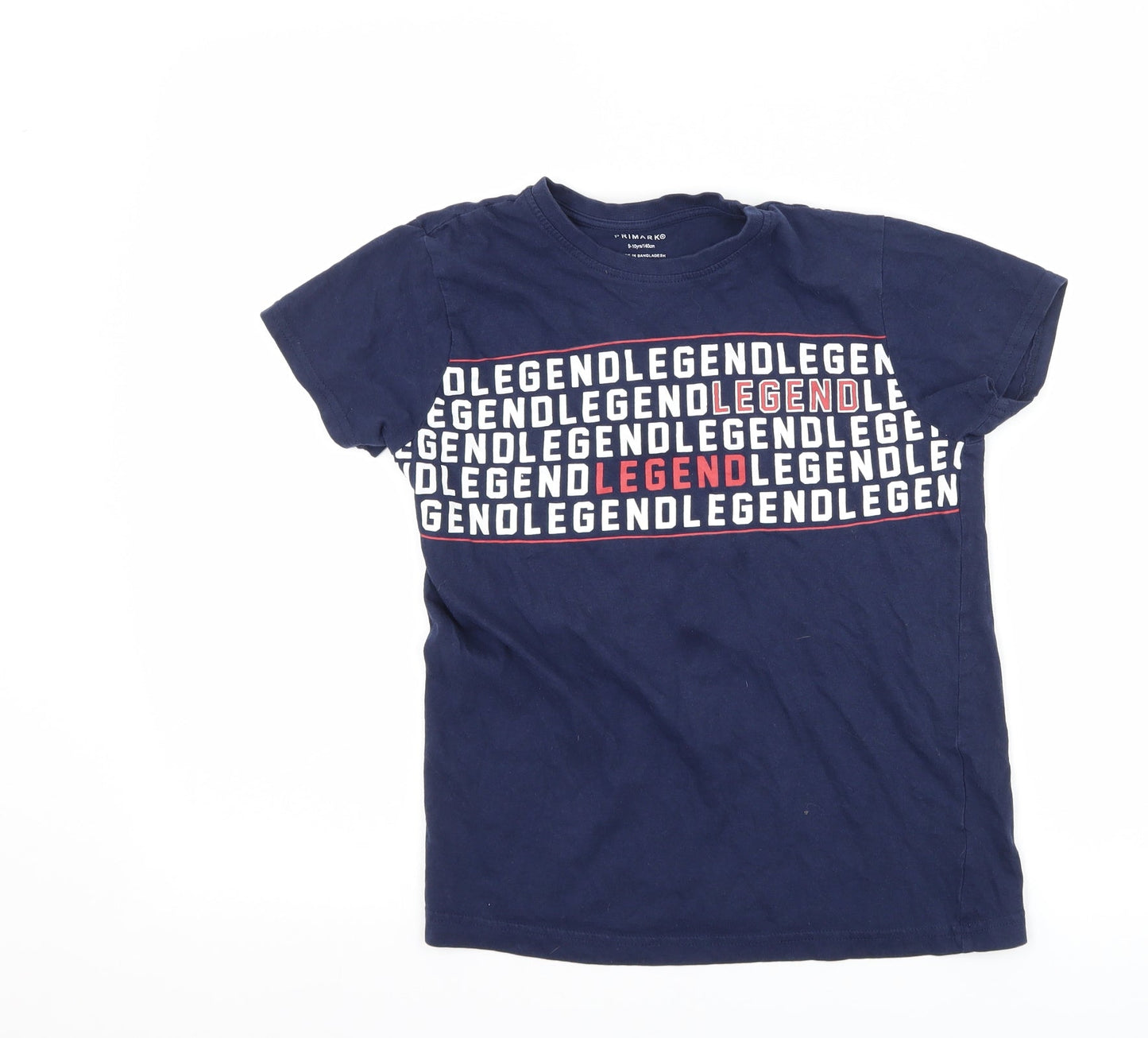 Primark Boys Blue   Basic T-Shirt Size 9-10 Years  - slogan