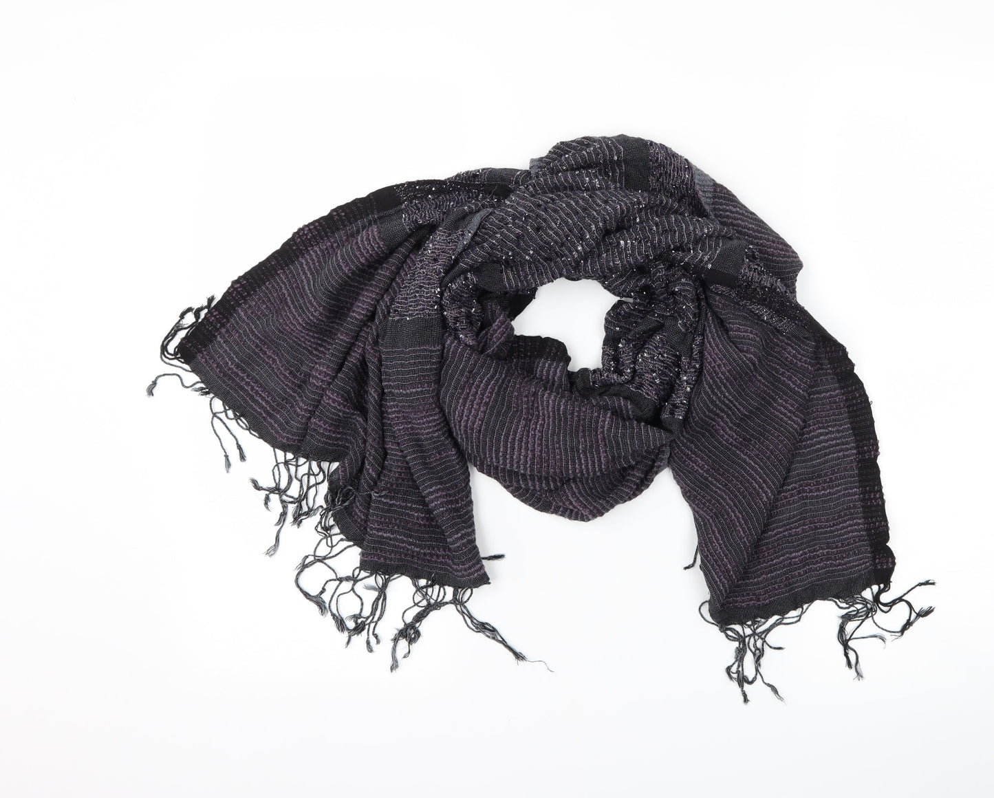 George Womens Black Striped   Scarf