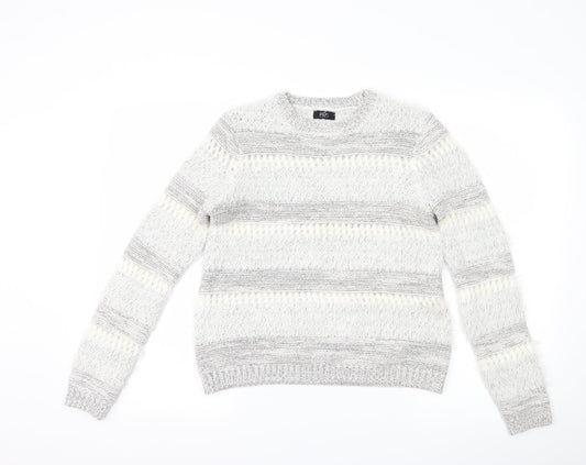F&F Womens Grey Striped  Pullover Jumper Size 8