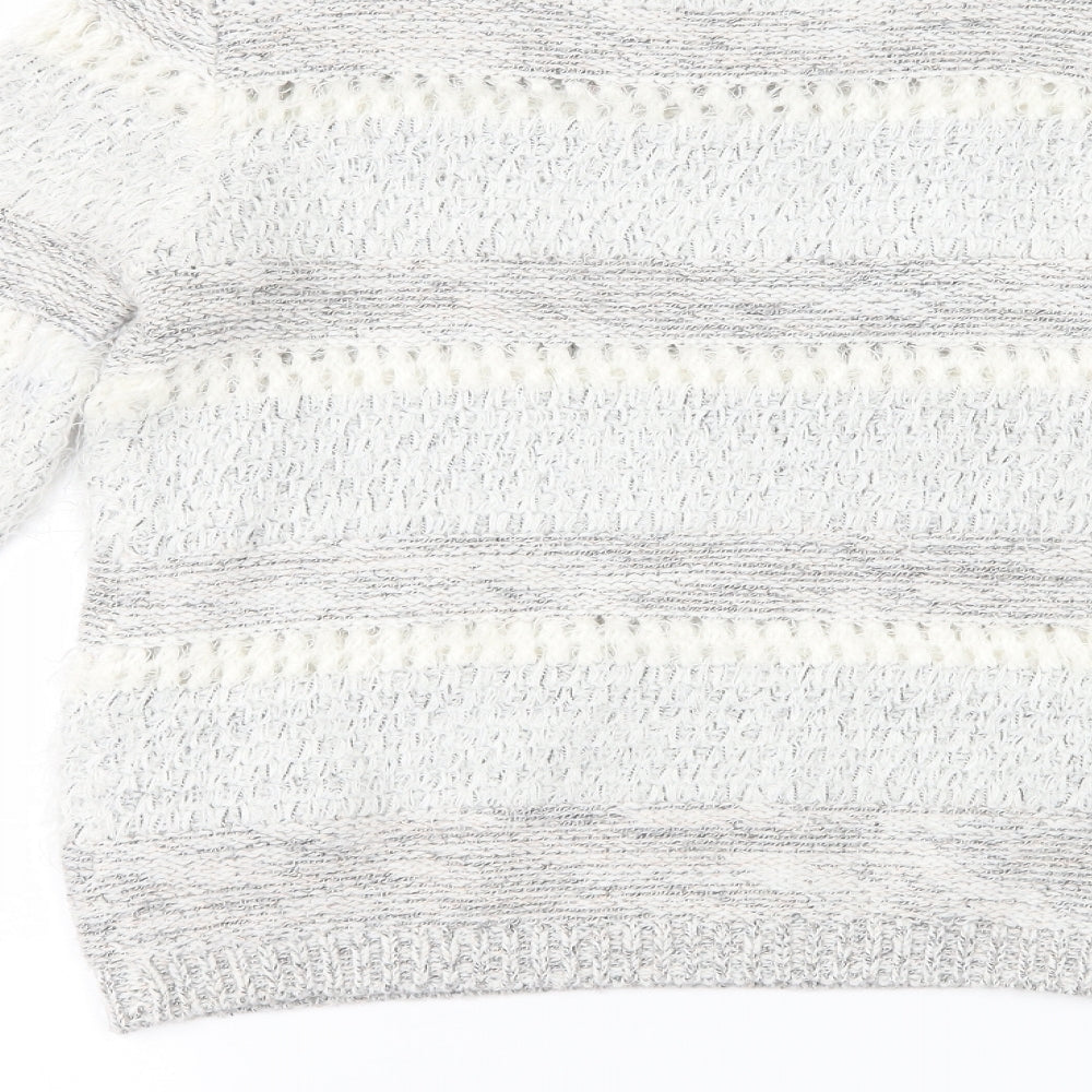 F&F Womens Grey Striped  Pullover Jumper Size 8