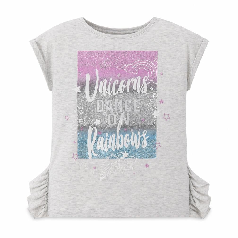 Front view of I love girls’ wear girls grey basic t-shirt, size 9, years