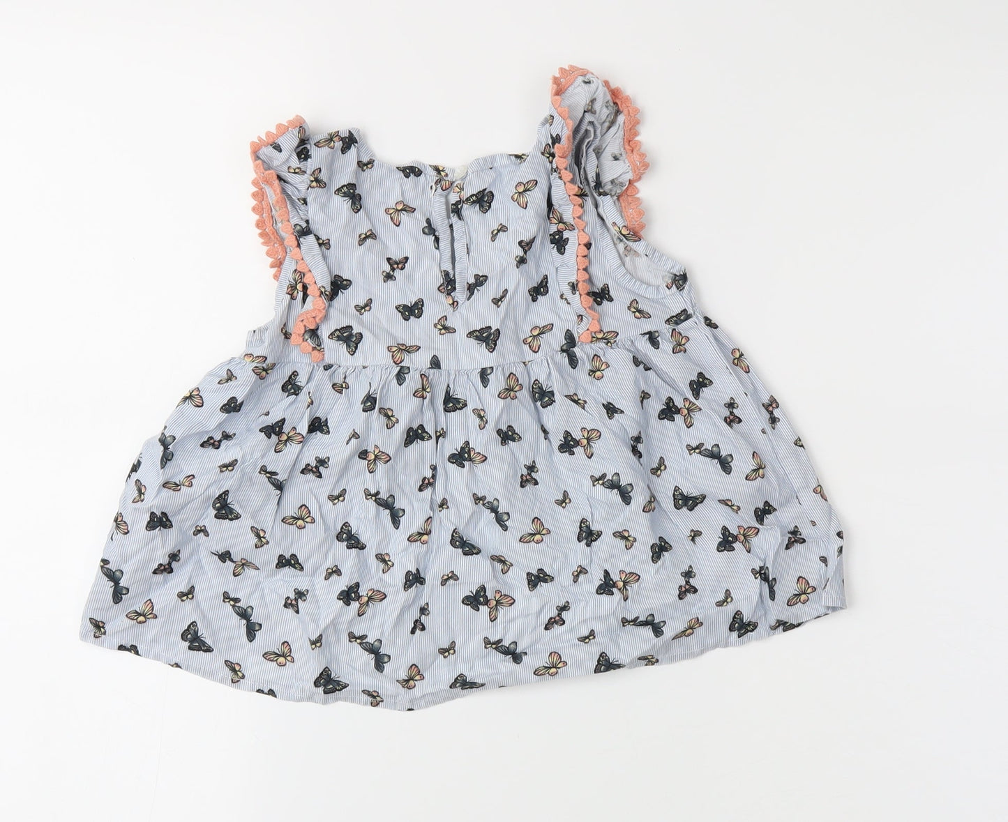 Primark Girls Blue Striped  Basic Blouse Size 5-6 Years