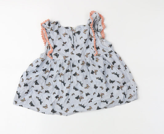Primark Girls Blue Striped  Basic Blouse Size 5-6 Years