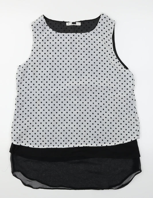 Preworn Womens White Polka Dot  Basic Blouse Size M