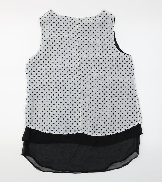 Preworn Womens White Polka Dot  Basic Blouse Size M