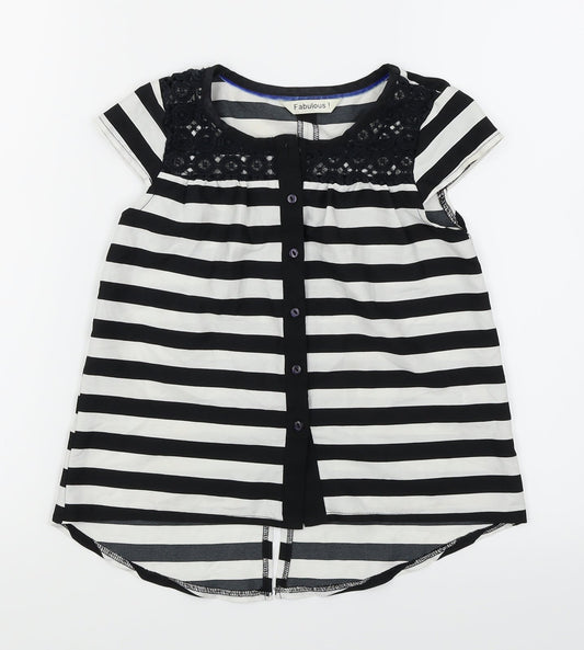 Fabulous Girls Black Striped  Basic Blouse Size 6-7 Years