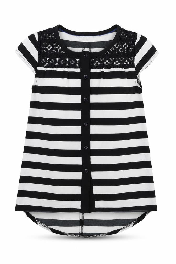 Front view of Fabulous girls’ black striped basic blouse, size 6-7, years
