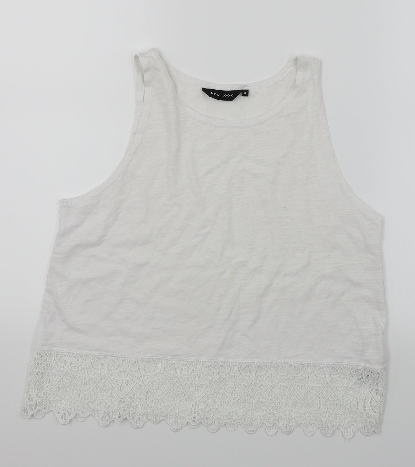 New Look Womens White   Cropped Tank Size 8  - Lace trim