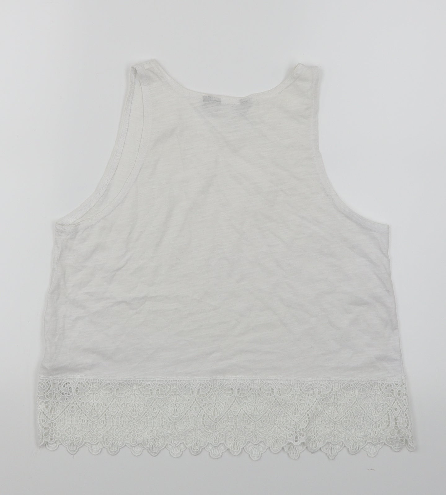 New Look Womens White   Cropped Tank Size 8  - Lace trim