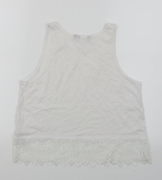 New Look Womens White   Cropped Tank Size 8  - Lace trim