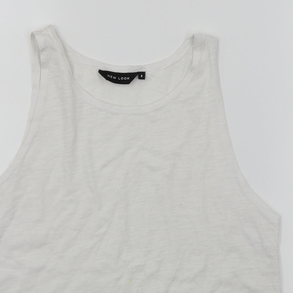 New Look Womens White   Cropped Tank Size 8  - Lace trim