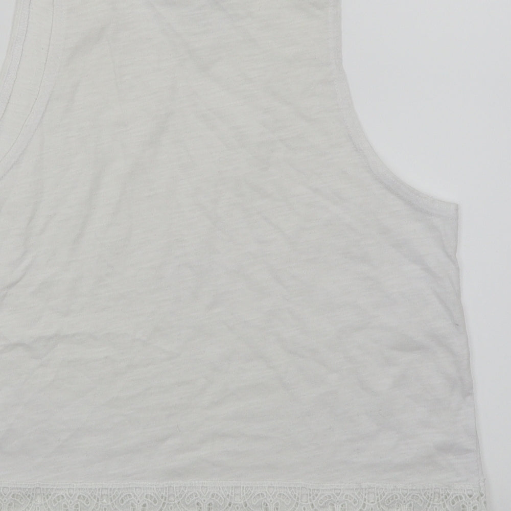 New Look Womens White   Cropped Tank Size 8  - Lace trim