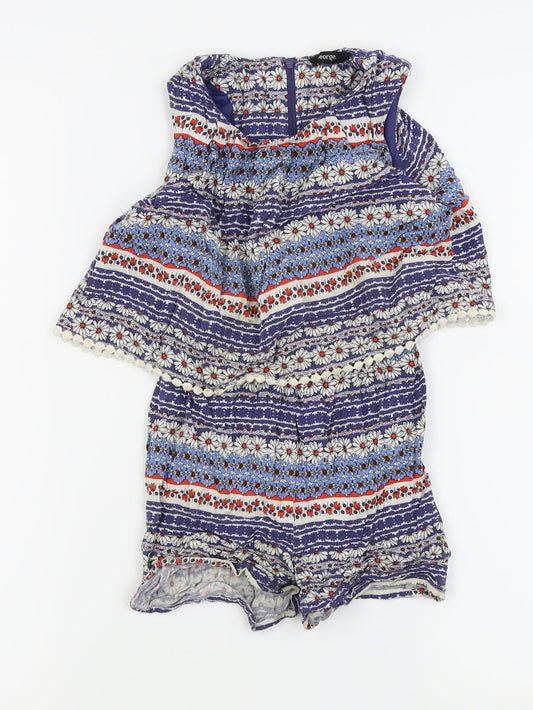 Asda George Girls Blue Flecked  Playsuit One-Piece Size 5-6 Years