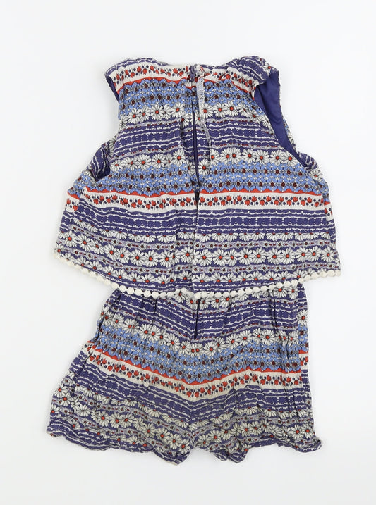 Asda George Girls Blue Flecked  Playsuit One-Piece Size 5-6 Years