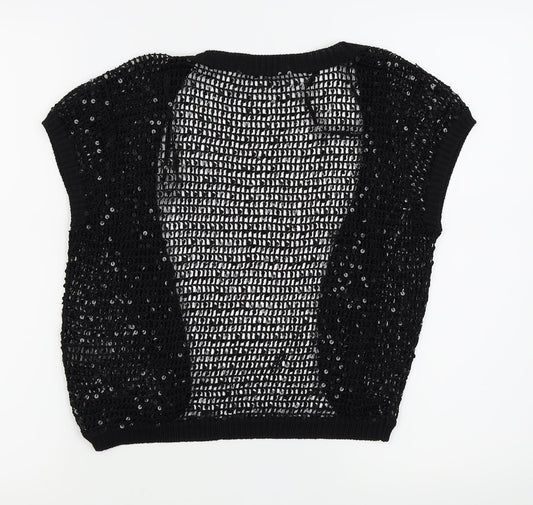 Asda George Womens Black   Cardigan Jumper Size L  - crop cardigan