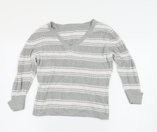Papaya Womens Grey Striped  Pullover Jumper Size 14