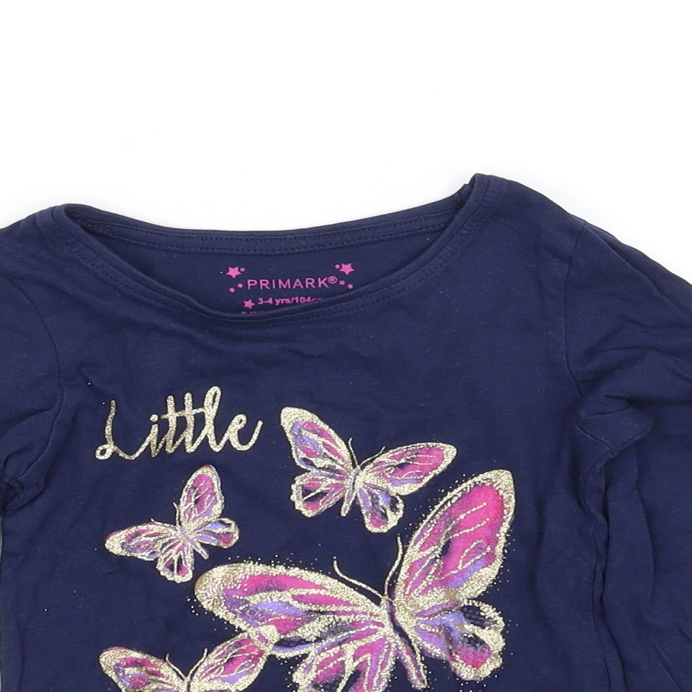 Primark Girls Blue   Basic T-Shirt Size 3-4 Years