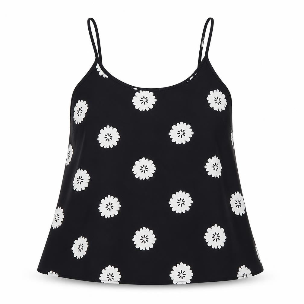 Front view of Papaya women’s black floral camisole blouse, size UK 8