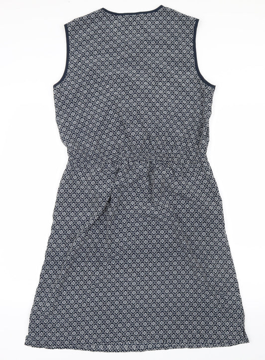 Papaya Womens Blue Geometric  Shirt Dress  Size 14  - Lace detail