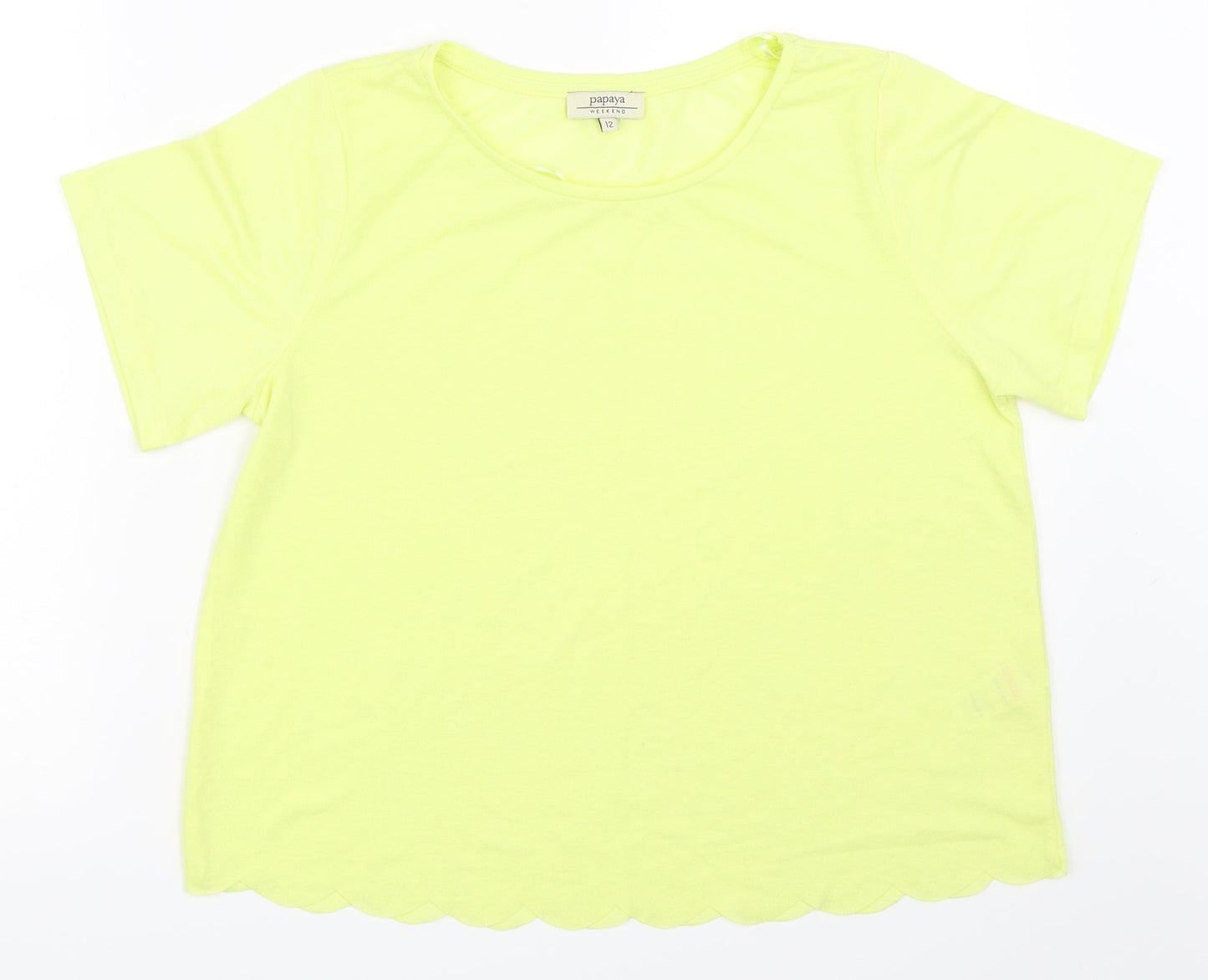 Papaya Womens Yellow   Basic T-Shirt Size 12