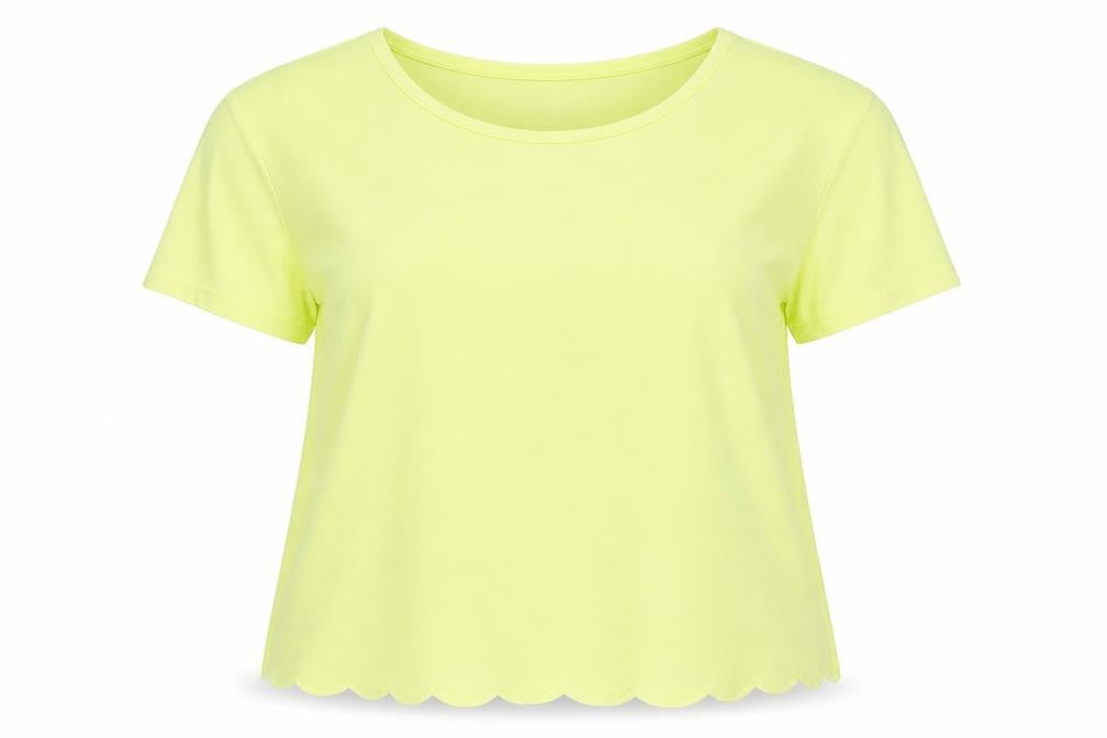 Front view of Papaya women’s yellow basic t-shirt, size UK 12