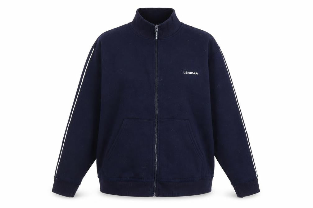 Front view of LA Gear women’s blue full zip sweatshirt, size UK 16