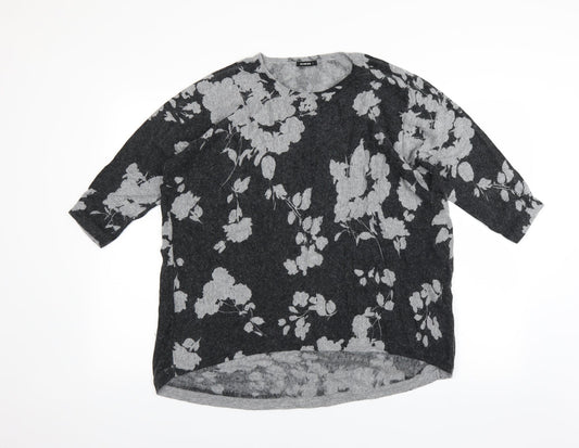 Roman Womens Grey Floral  Pullover Jumper Size 12