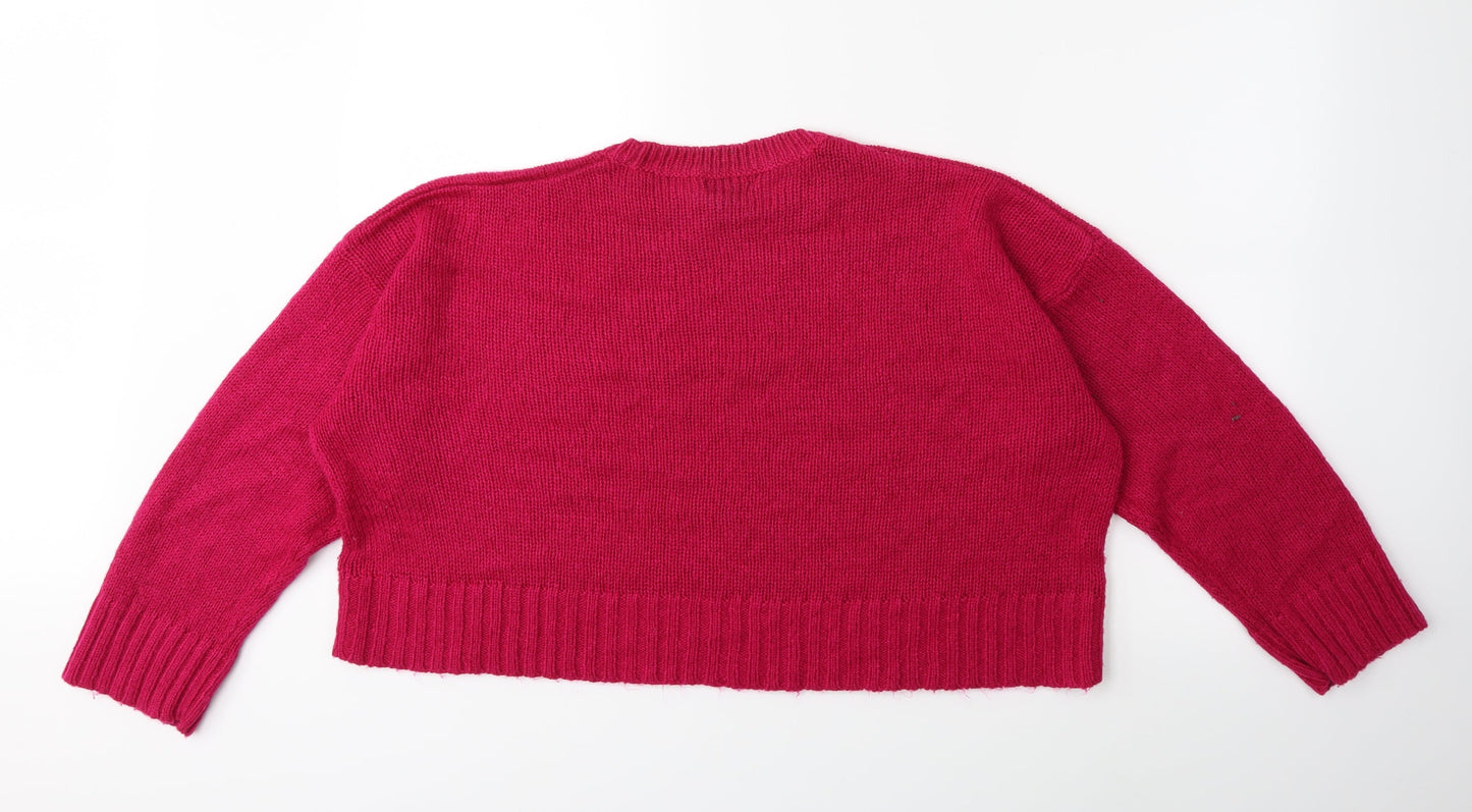 New Look Womens Pink  Knit Pullover Jumper Size L