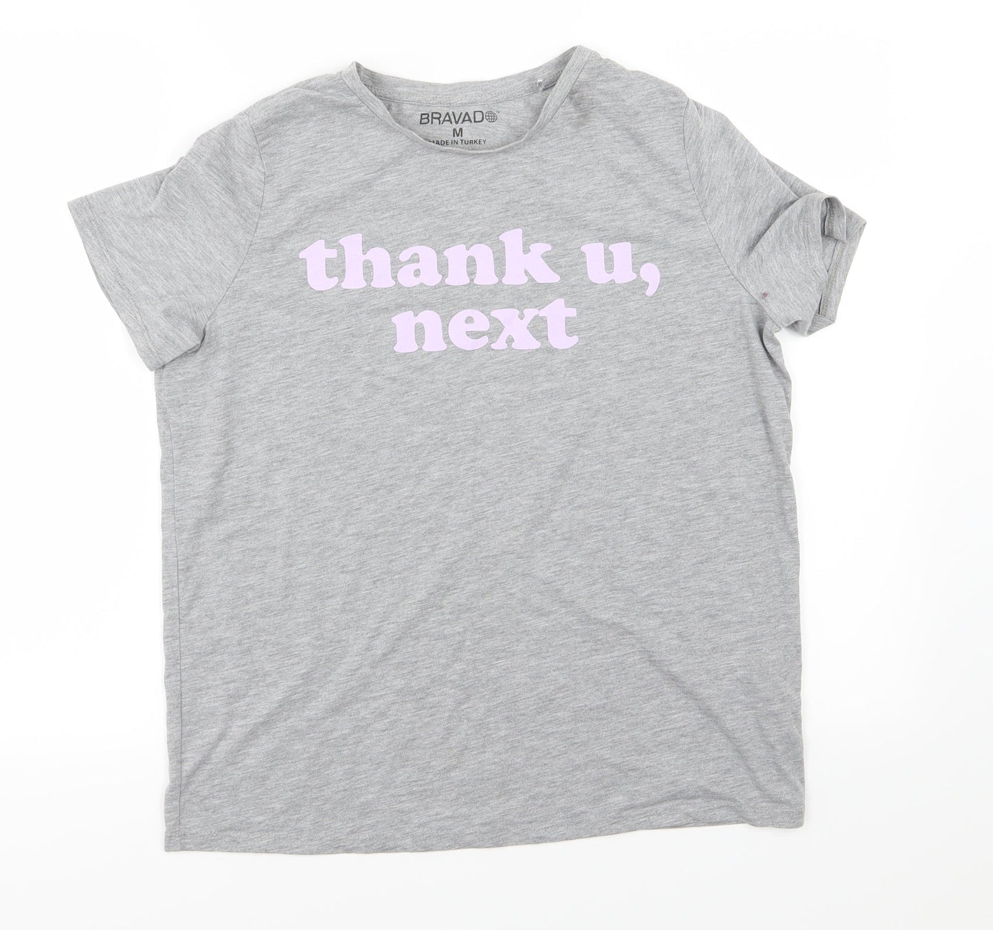 Bravado Womens Grey  Jersey Basic T-Shirt Size M  - Thank U, next