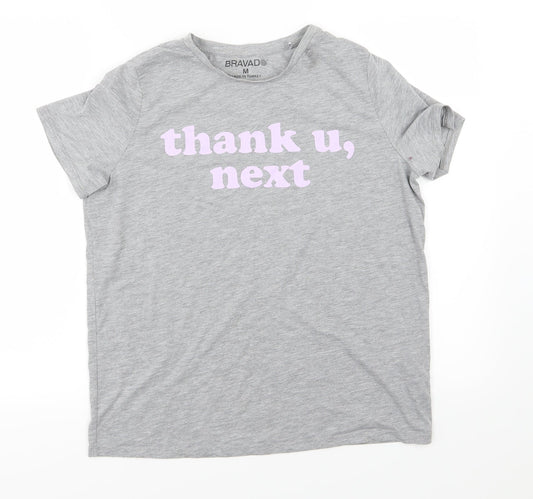 Bravado Womens Grey  Jersey Basic T-Shirt Size M  - Thank U, next