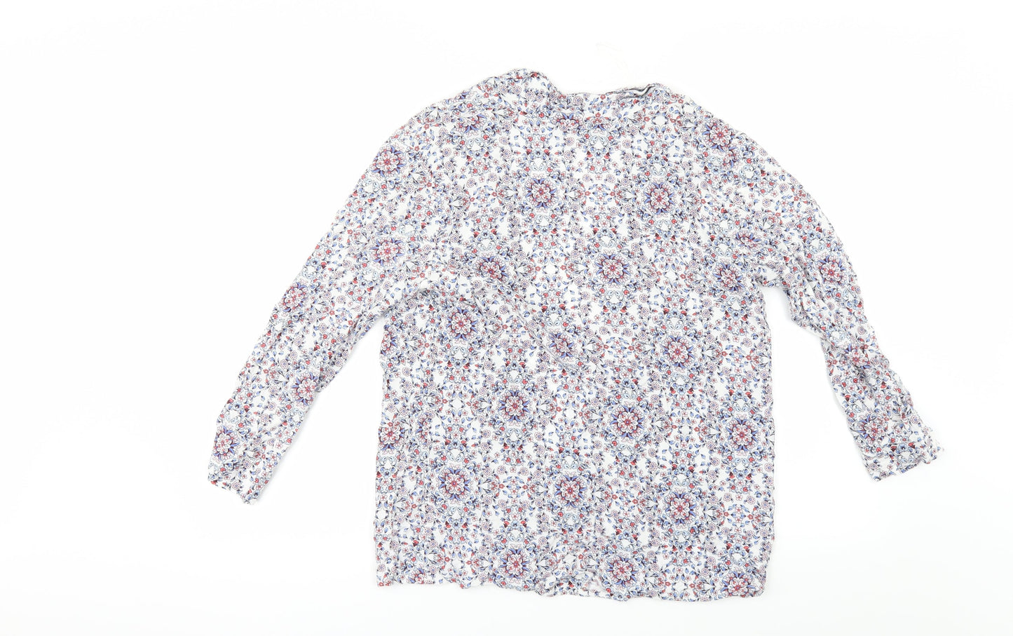 New Look Womens White Floral  Kimono Blouse Size 8  - Edge to Edge