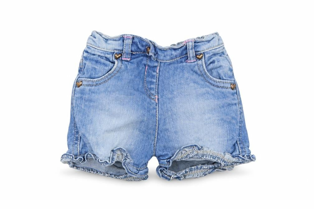 Front view of Tu girls’ blue denim capri jeans, size 12-18, months - shorts