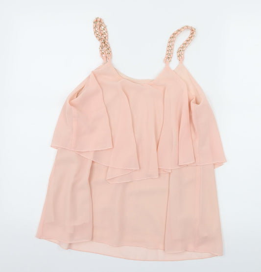 Preworn Womens Pink  Chiffon Camisole Tank Size S