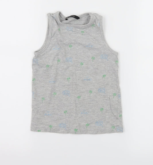 George Boys Grey Geometric Jersey Basic T-Shirt Size 3-4 Years  - Palm Tree