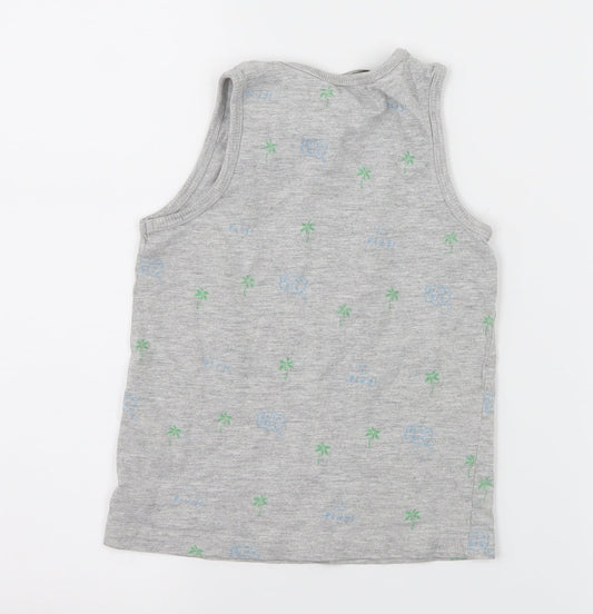 George Boys Grey Geometric Jersey Basic T-Shirt Size 3-4 Years  - Palm Tree