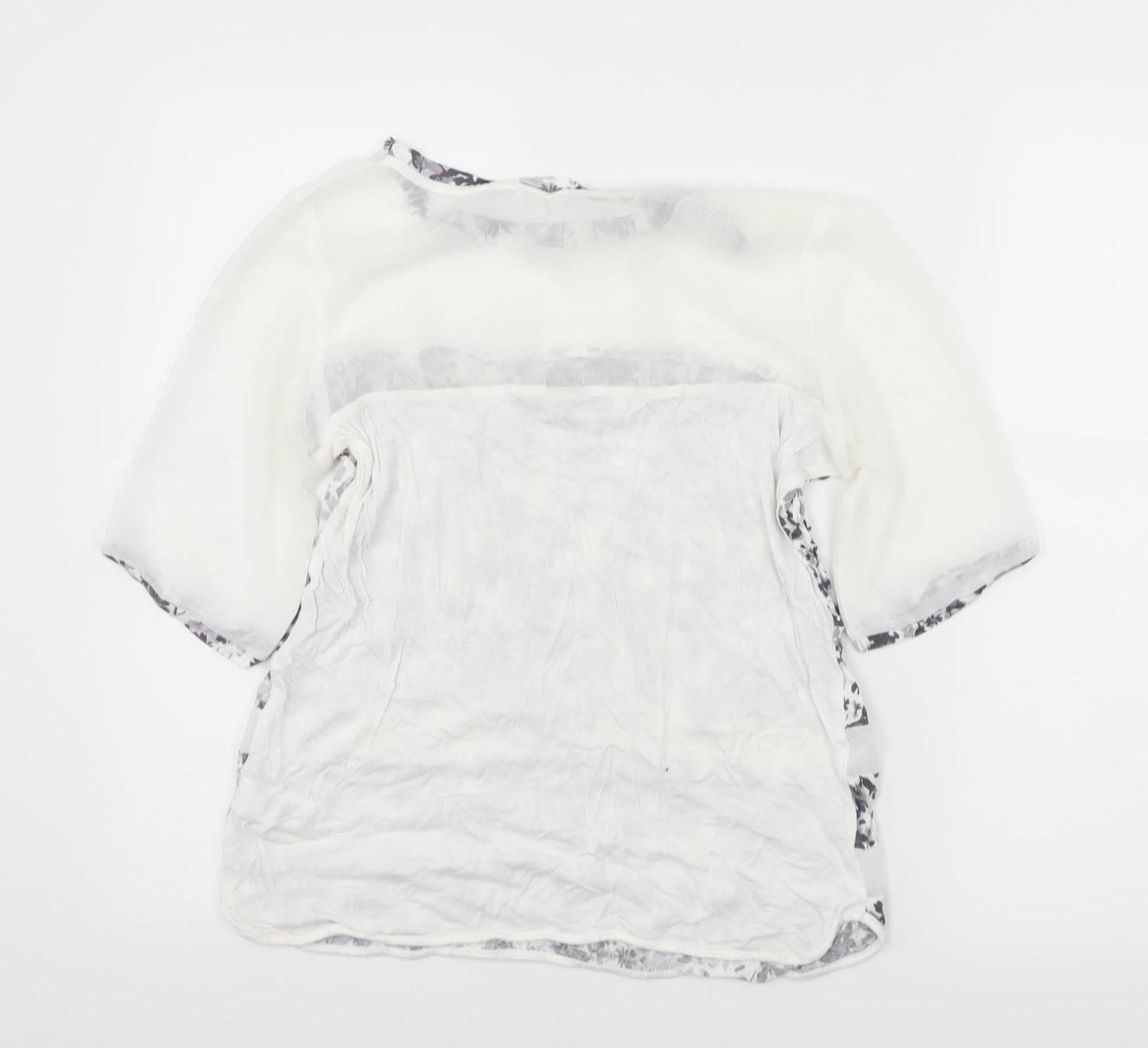 NEXT Womens White Striped  Basic T-Shirt Size 10  - Sheer
