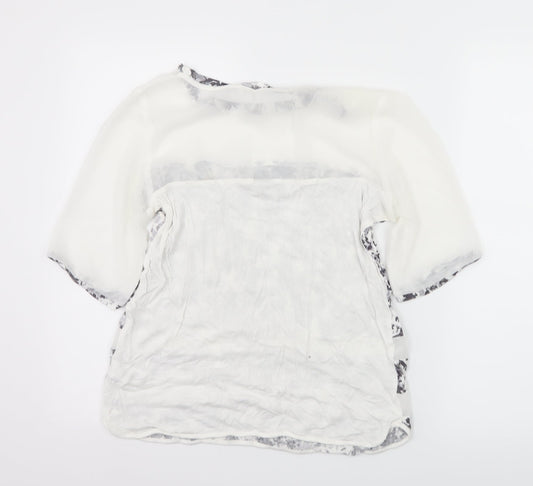 NEXT Womens White Striped  Basic T-Shirt Size 10  - Sheer