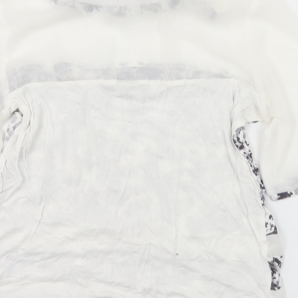 NEXT Womens White Striped  Basic T-Shirt Size 10  - Sheer