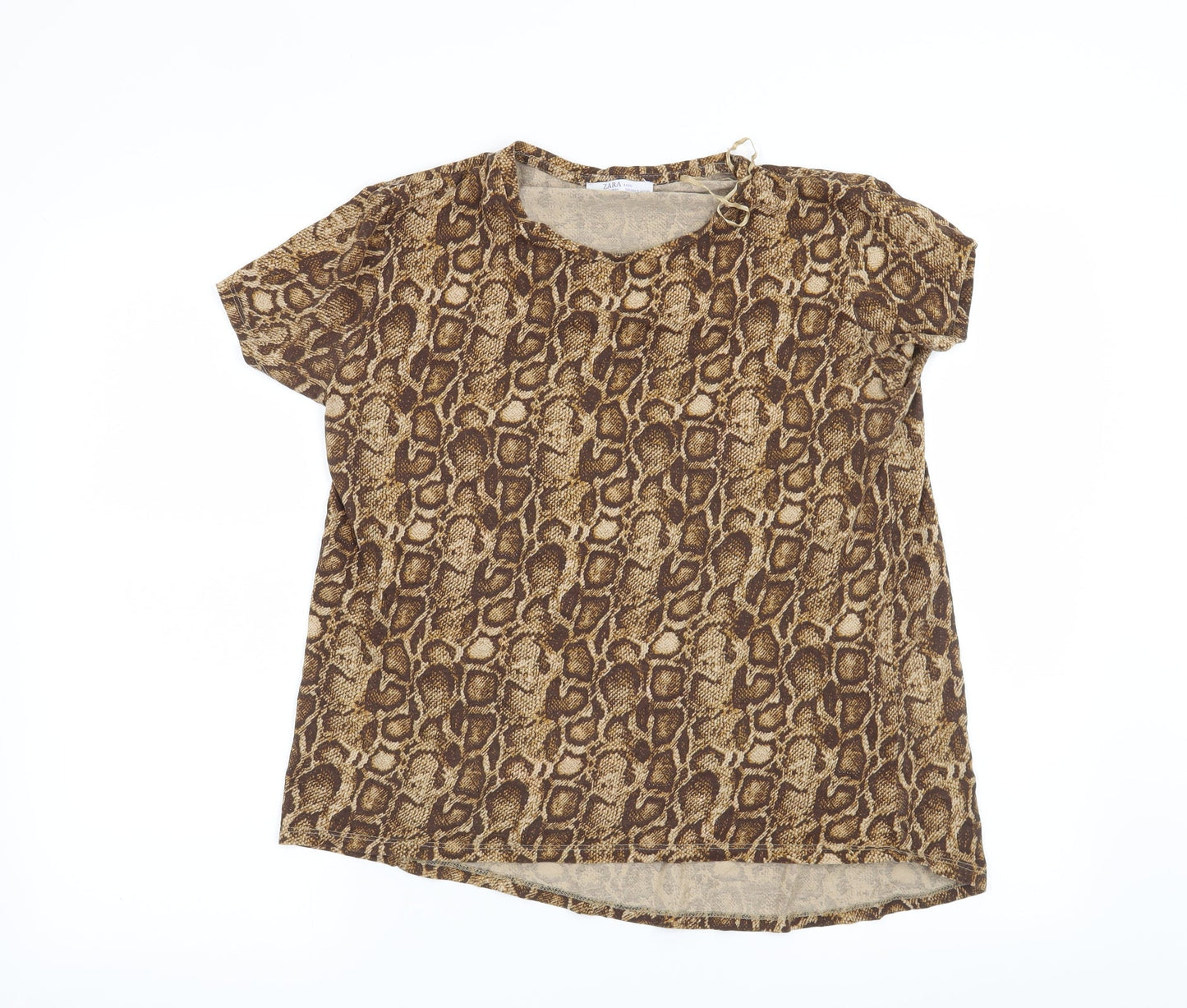 Zara Womens Brown Animal Print  Basic T-Shirt Size S