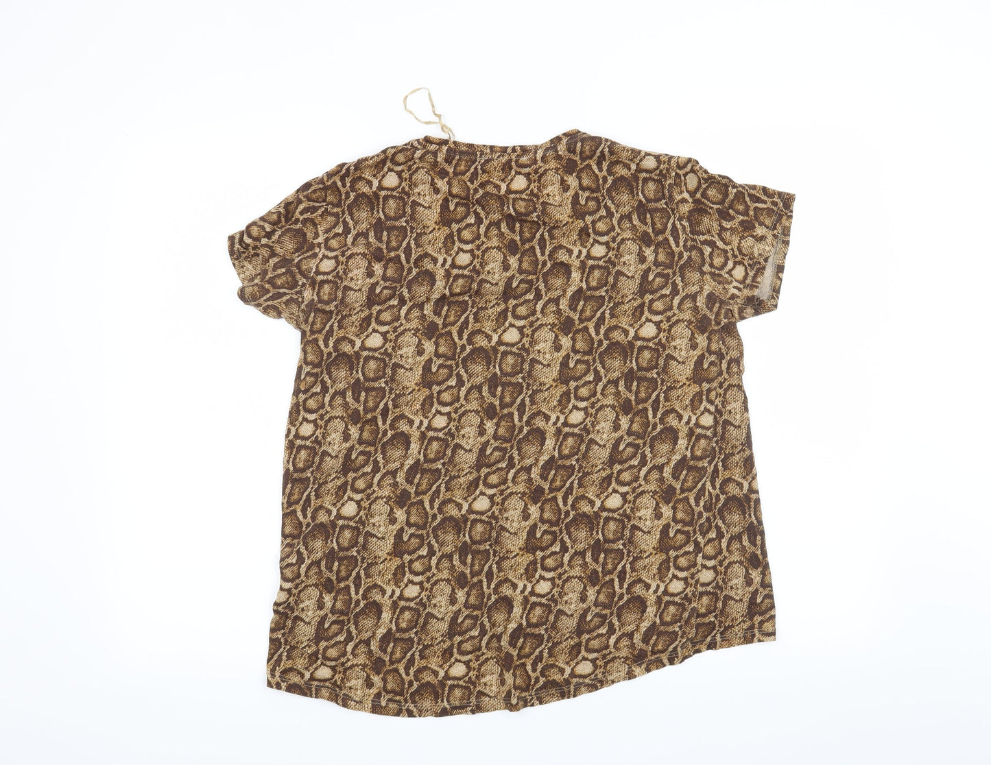 Zara Womens Brown Animal Print  Basic T-Shirt Size S