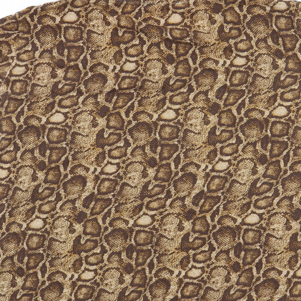 Zara Womens Brown Animal Print  Basic T-Shirt Size S
