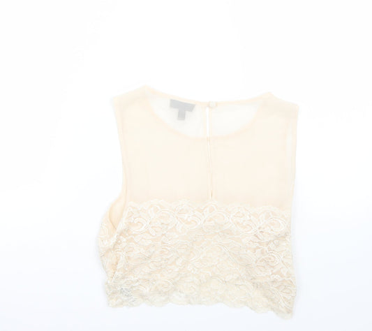 Topshop Womens Beige   Basic T-Shirt Size 6