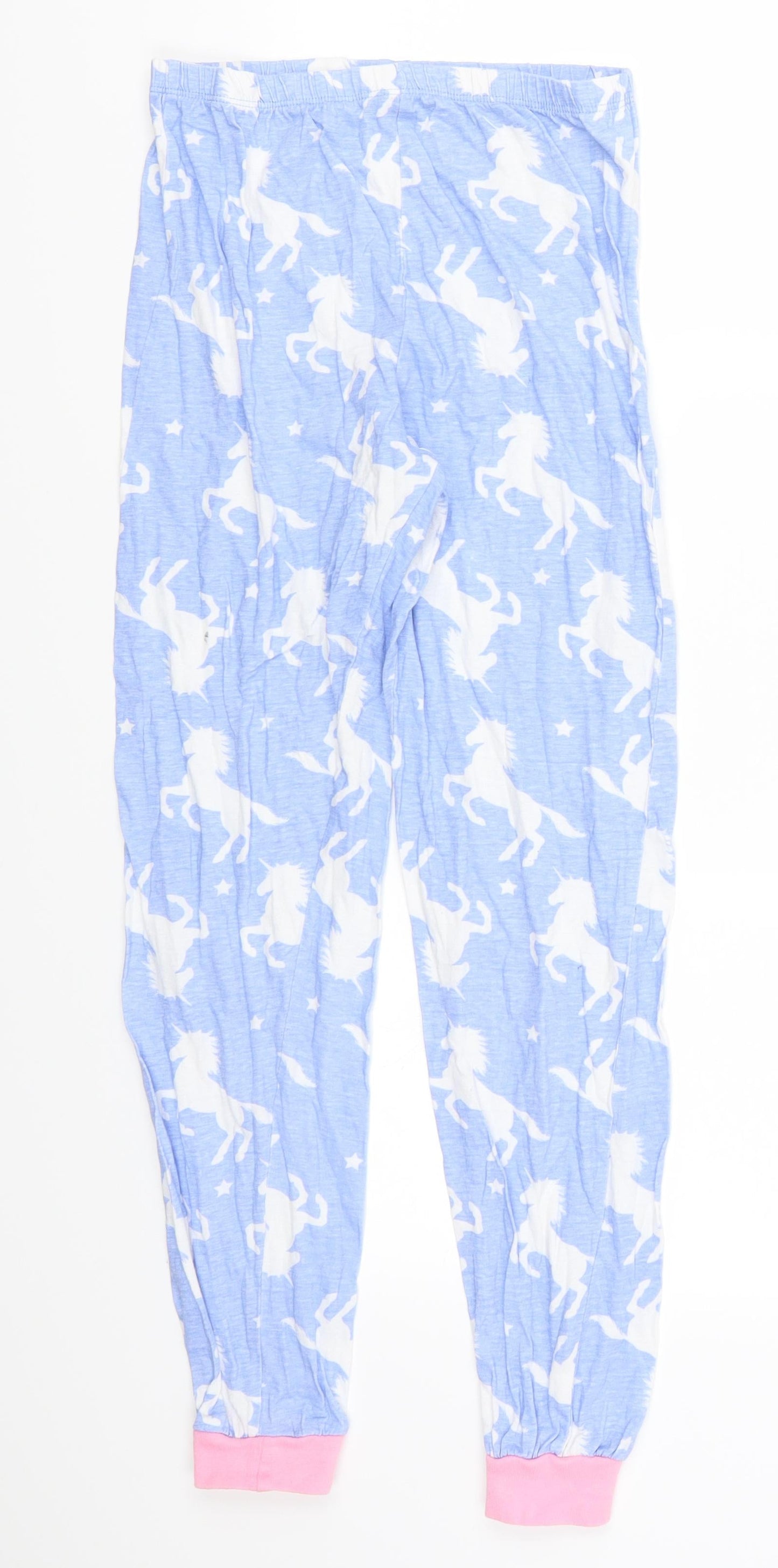 Preworn Girls Blue Animal Print  Sweatpants Trousers Size 12-13 Years - Unicorns Loungewear