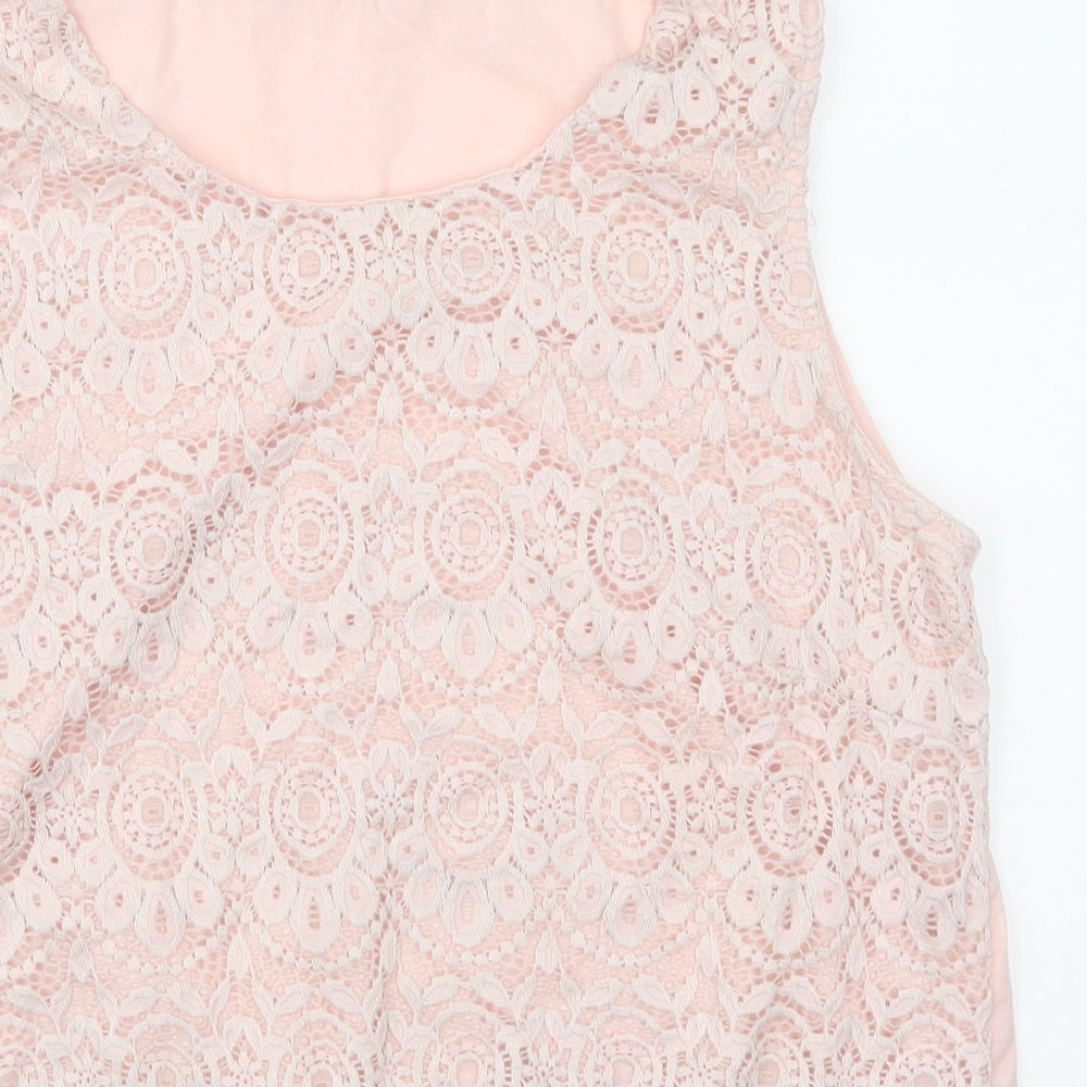 Bonmarché Womens Pink  Lace Basic Tank Size 16