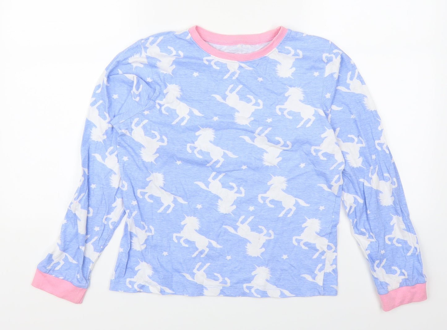 Preworn Girls Blue Animal Print  Top Pyjama Top Size 12-13 Years  - Unicorns