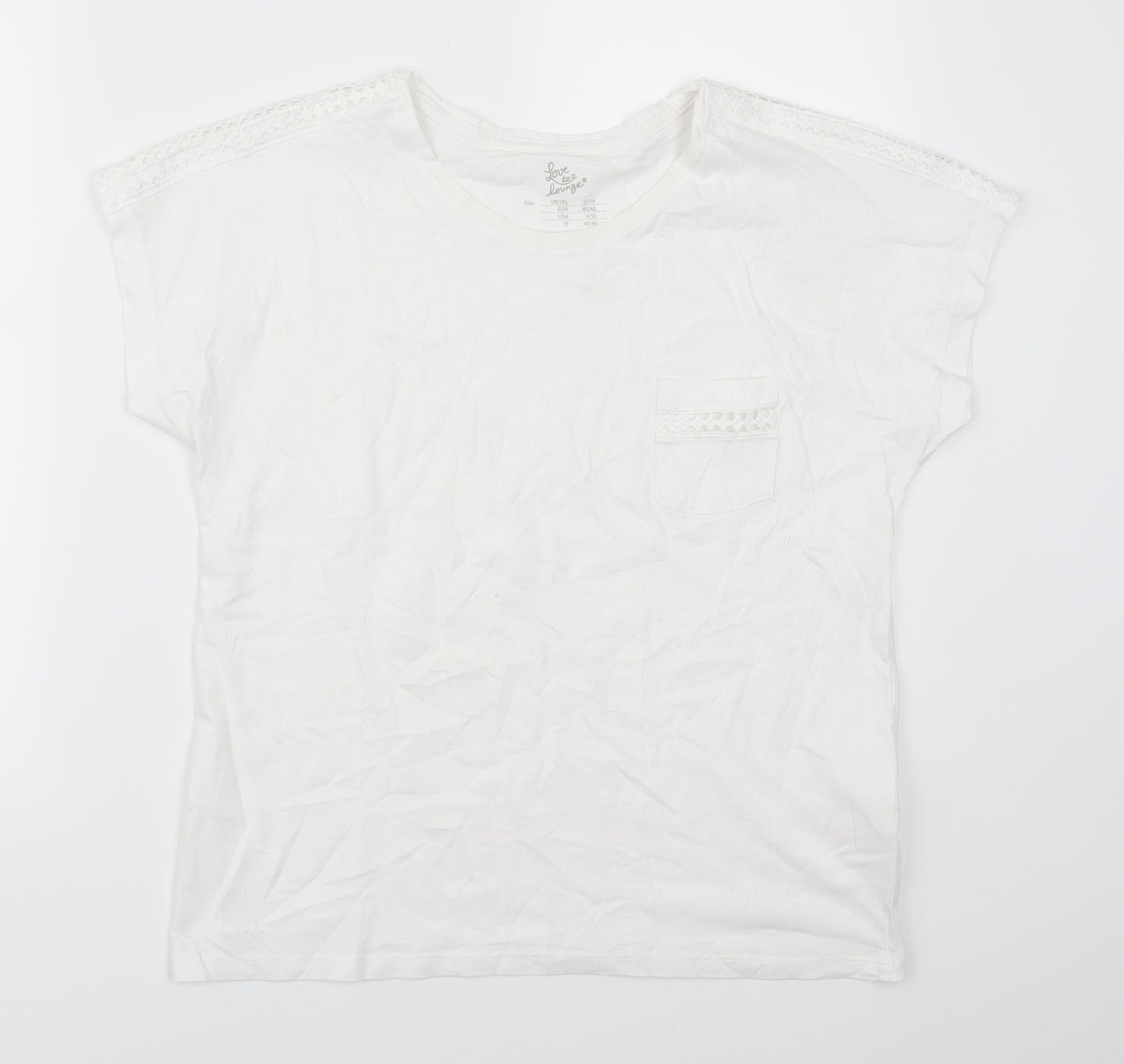 Primark Womens White Solid  Top Pyjama Top Size 12