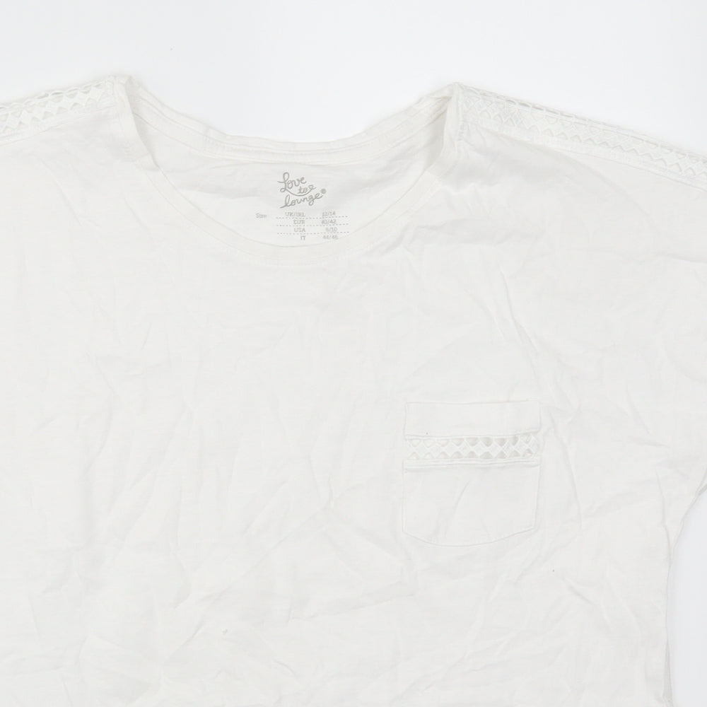 Primark Womens White Solid  Top Pyjama Top Size 12
